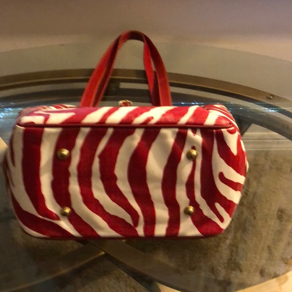 Dooney & Bourke Tote Red and White Zebra Stipe - Picture 4 of 8